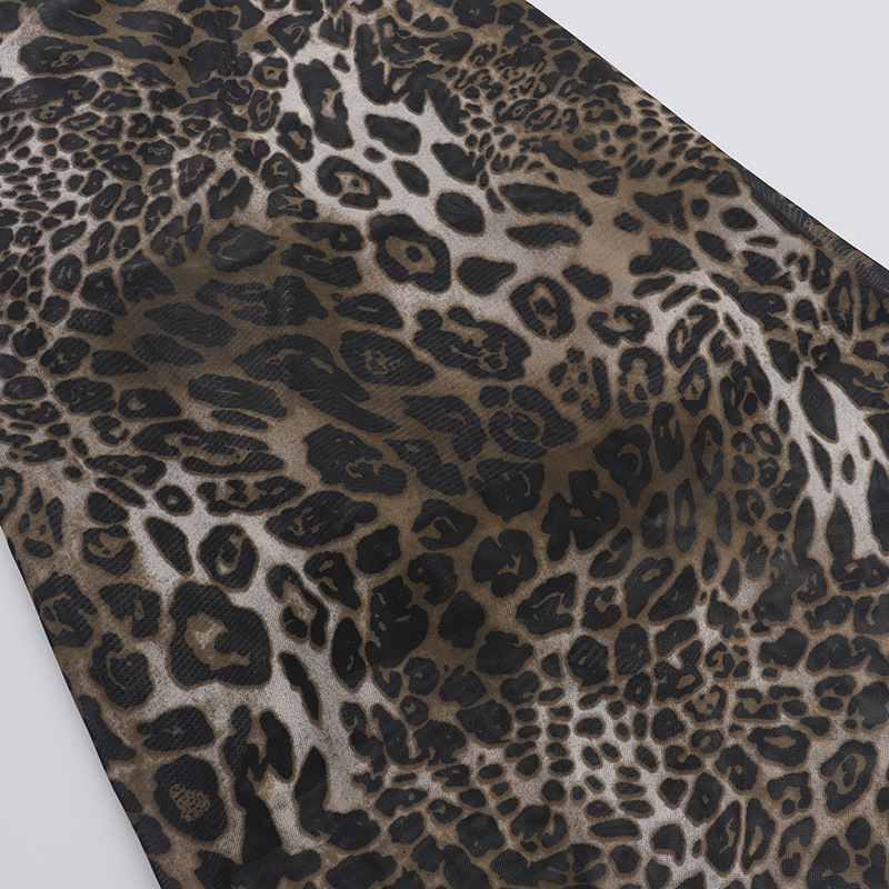 Hooded Sleeveless Leopard Print Open Back Polyester Dress