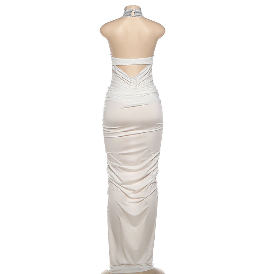 Halter Sleeveless High Waist Open Back Dress
