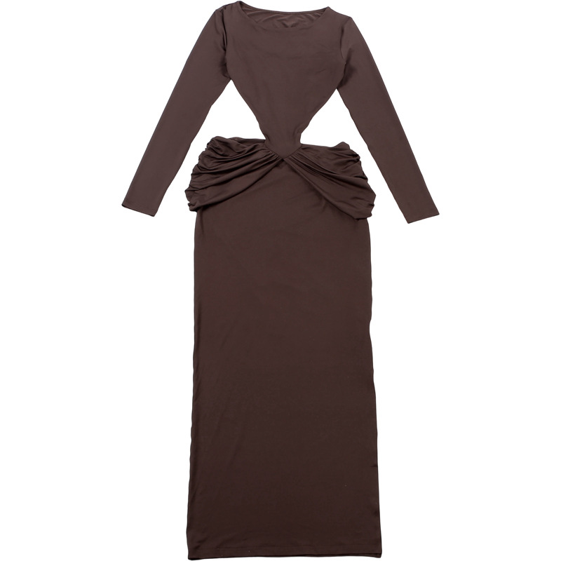 Scoop Bold Cutout Thigh-High Split Wrist-Length Sleeve Dress