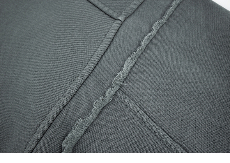 Utility Distressed Cotton Insulated Full-Zipper Embroidery Hoodie