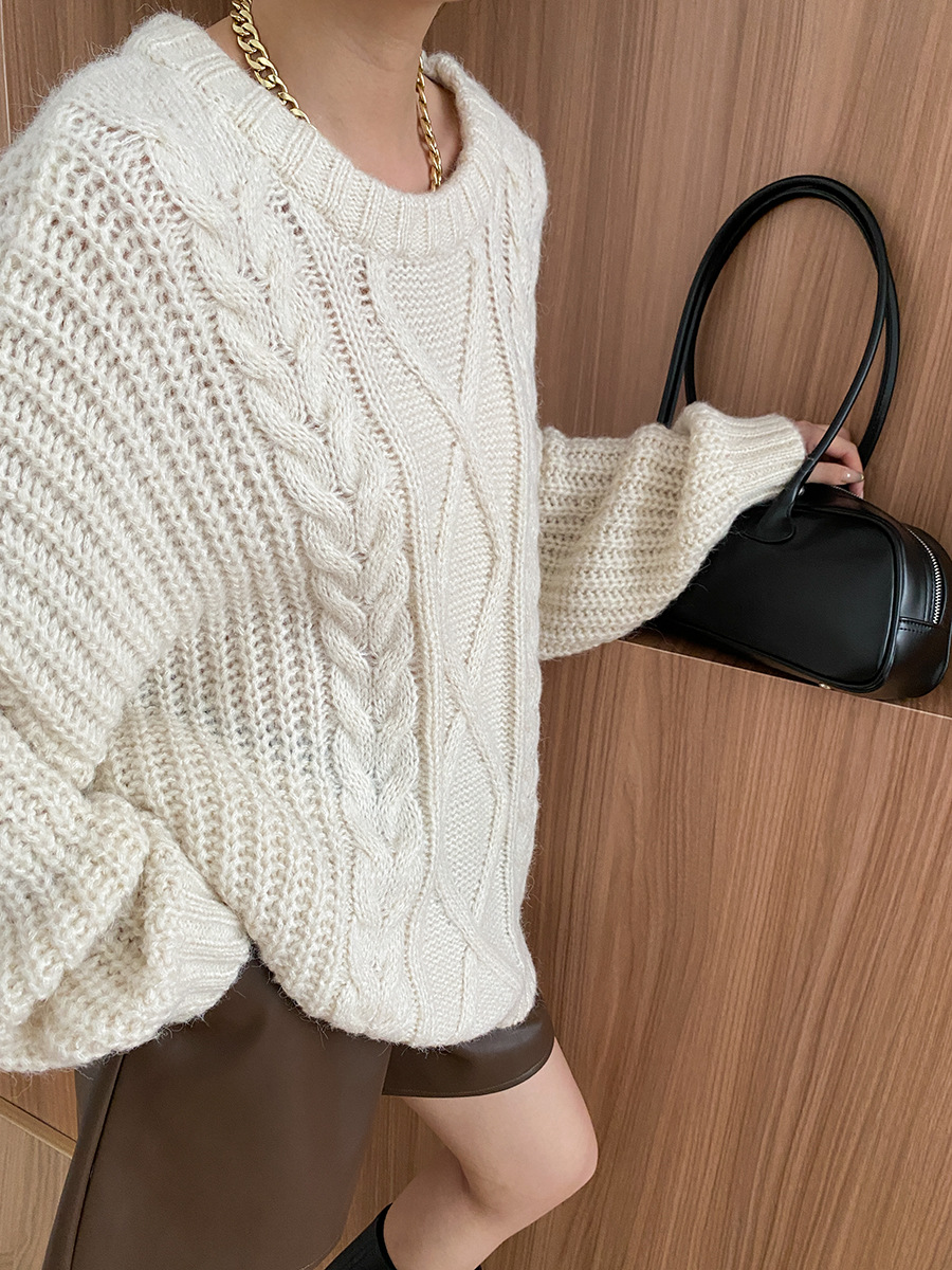 Relaxed Fit Solid Long Sleeve Sweater