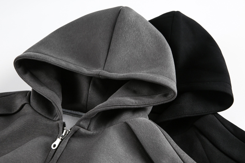 Vintage Plain Hood Pullover Oversized Open Front
