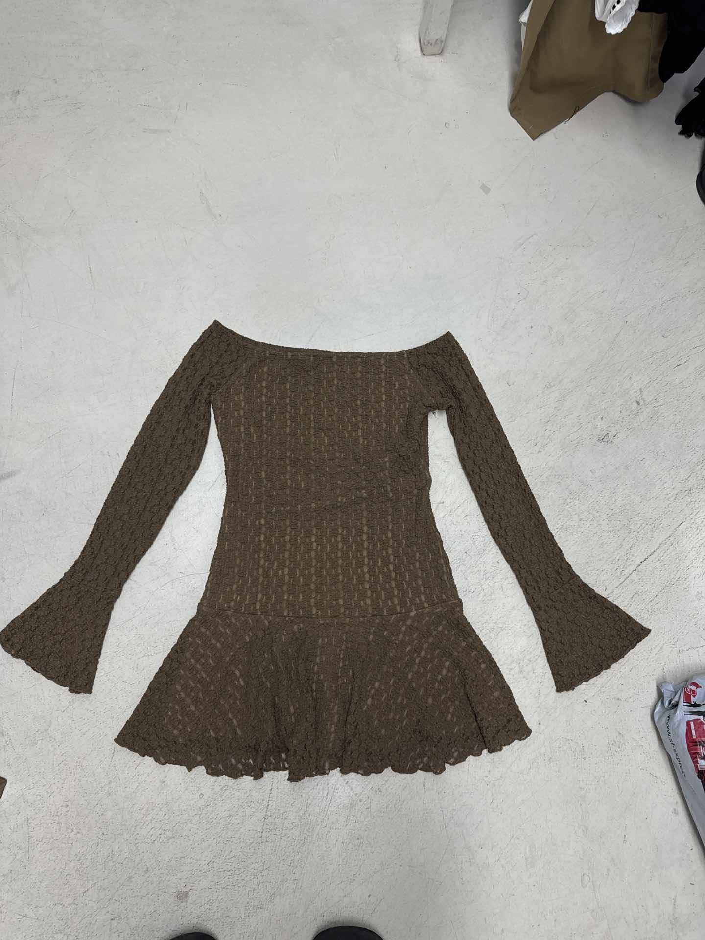 Half Open Collar Cutout Lacy Mini