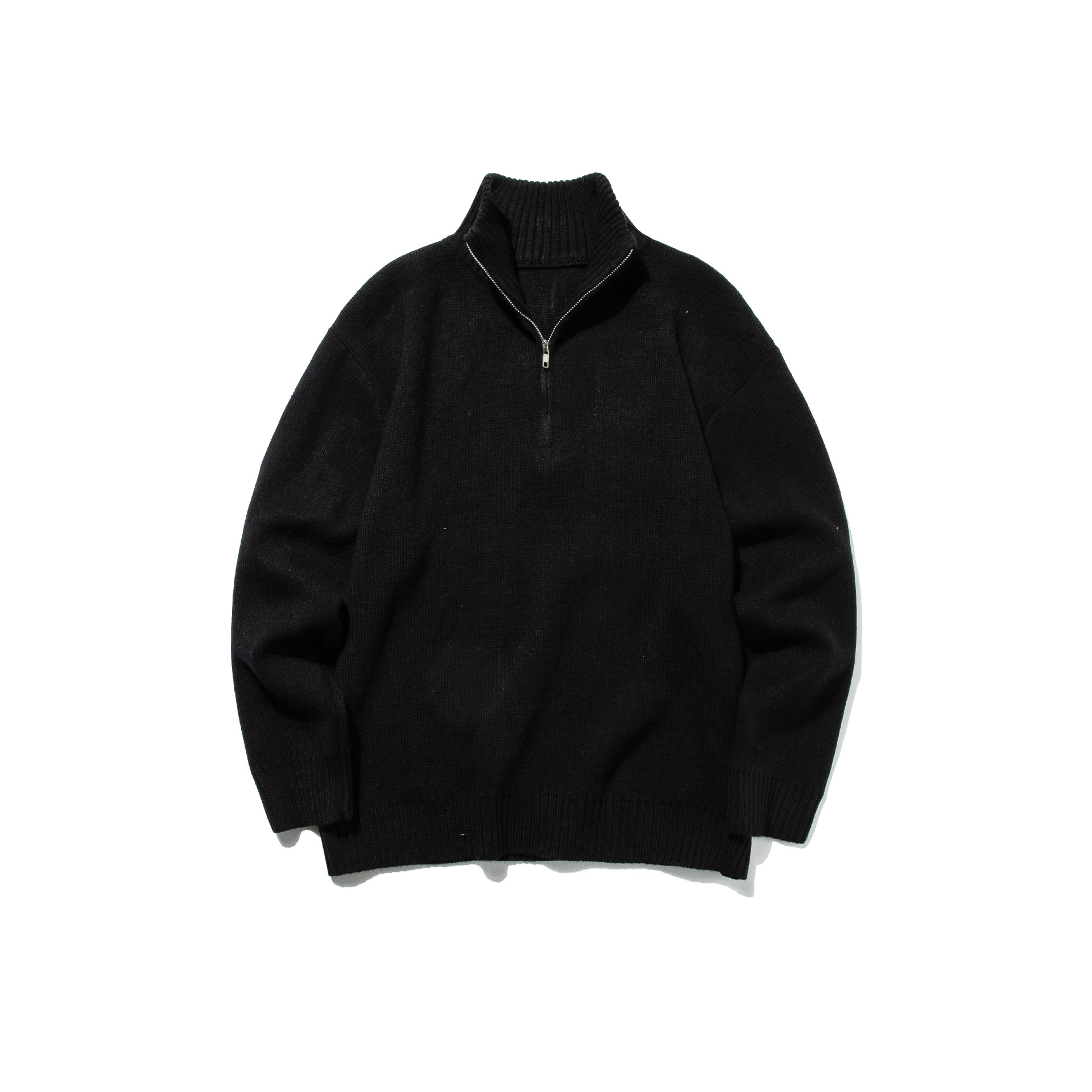 Plain Stand Collar Sweater Japanese Minimalist