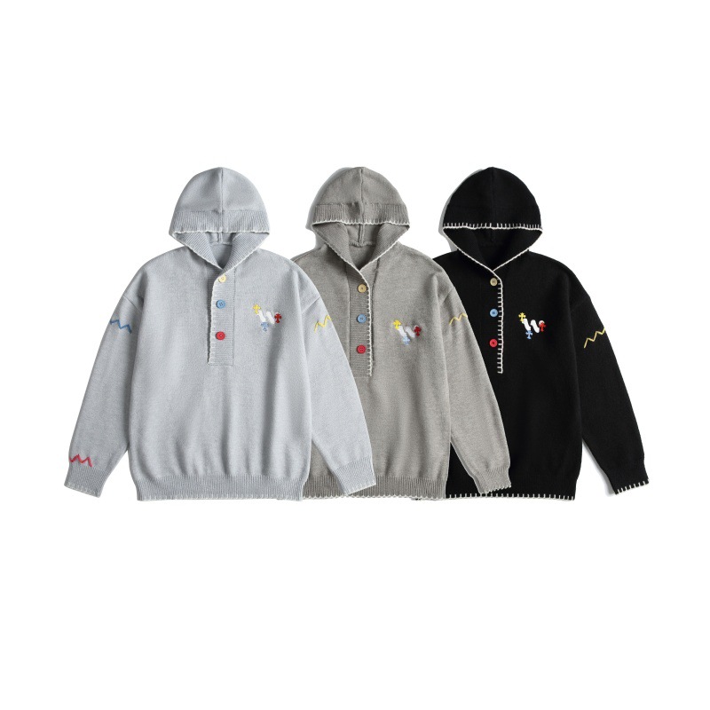 Japanese Workwear Oversized Color Block Stitched Hood Sweater