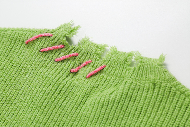 Oversized Long Sleeve Color Block Workwear Sweater