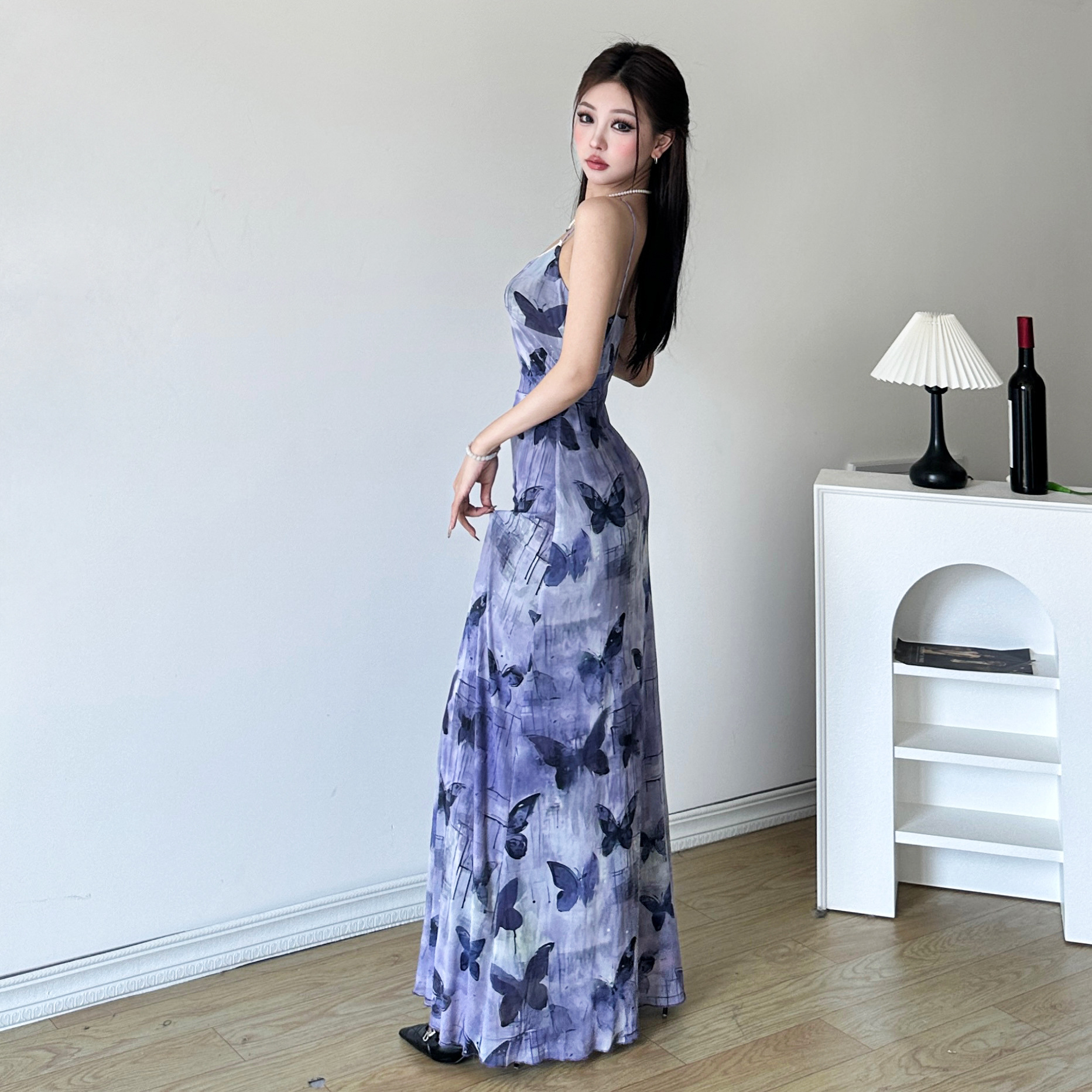 Sophisticated Plunging Sleeveless Long Dress