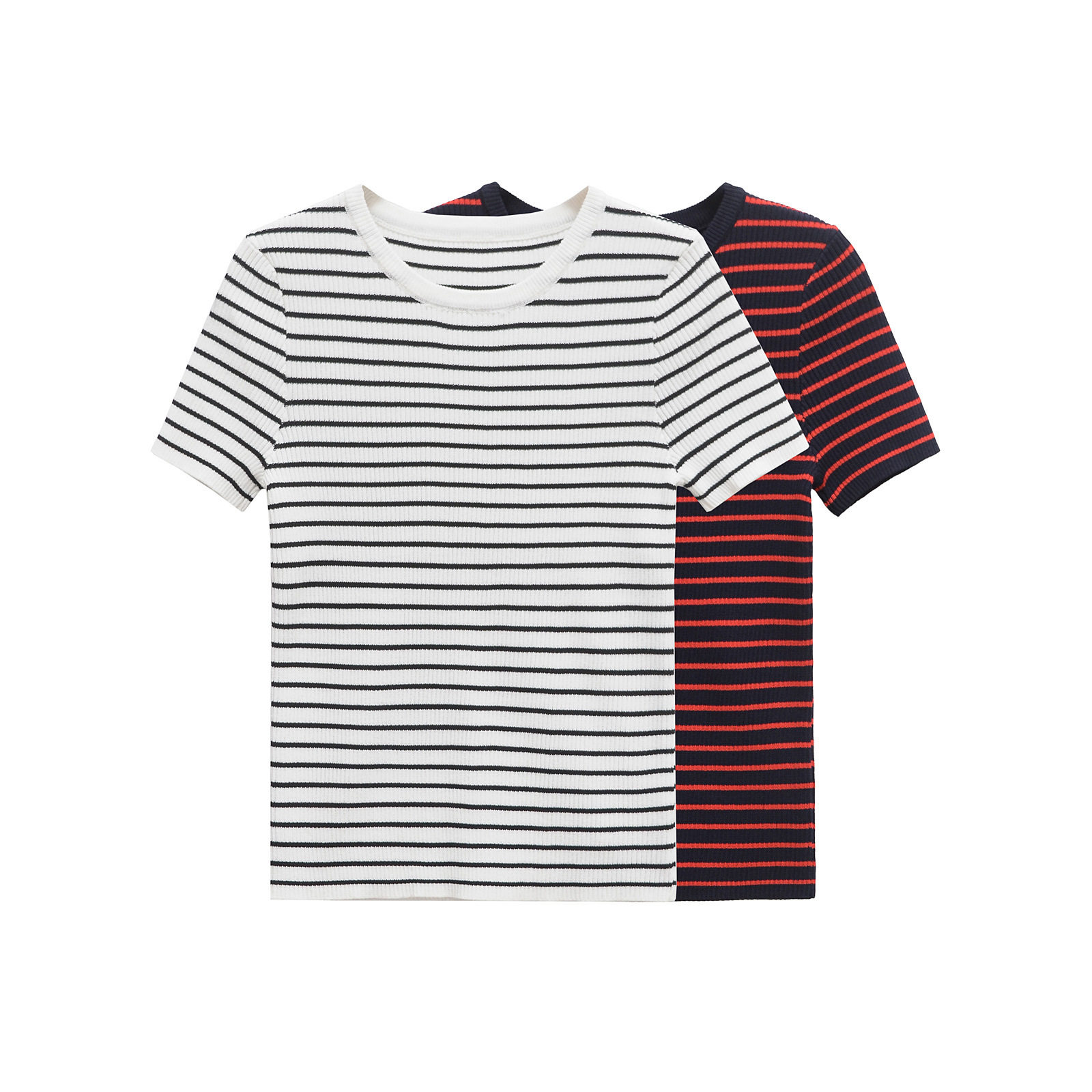 Round Neck Three-Quarter Sleeve Polyester Tee