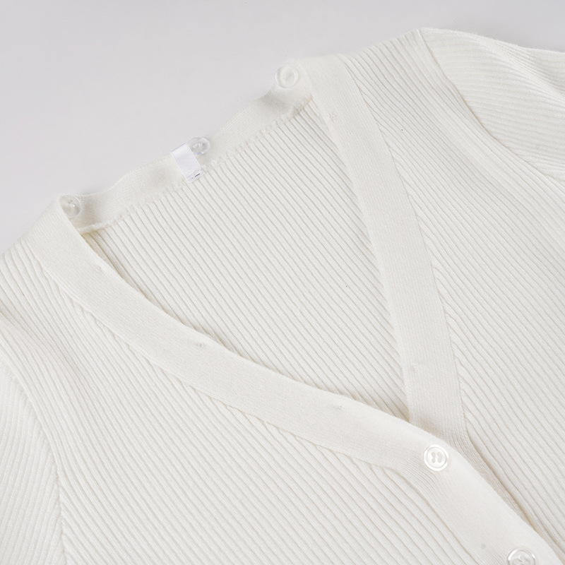 Polished Cropped Cardigan With Trimmed Neckline