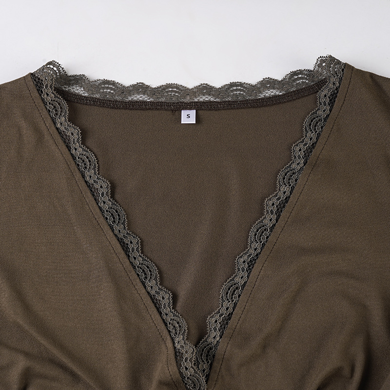 Brushed Milk Silk Cinched Plunging Top