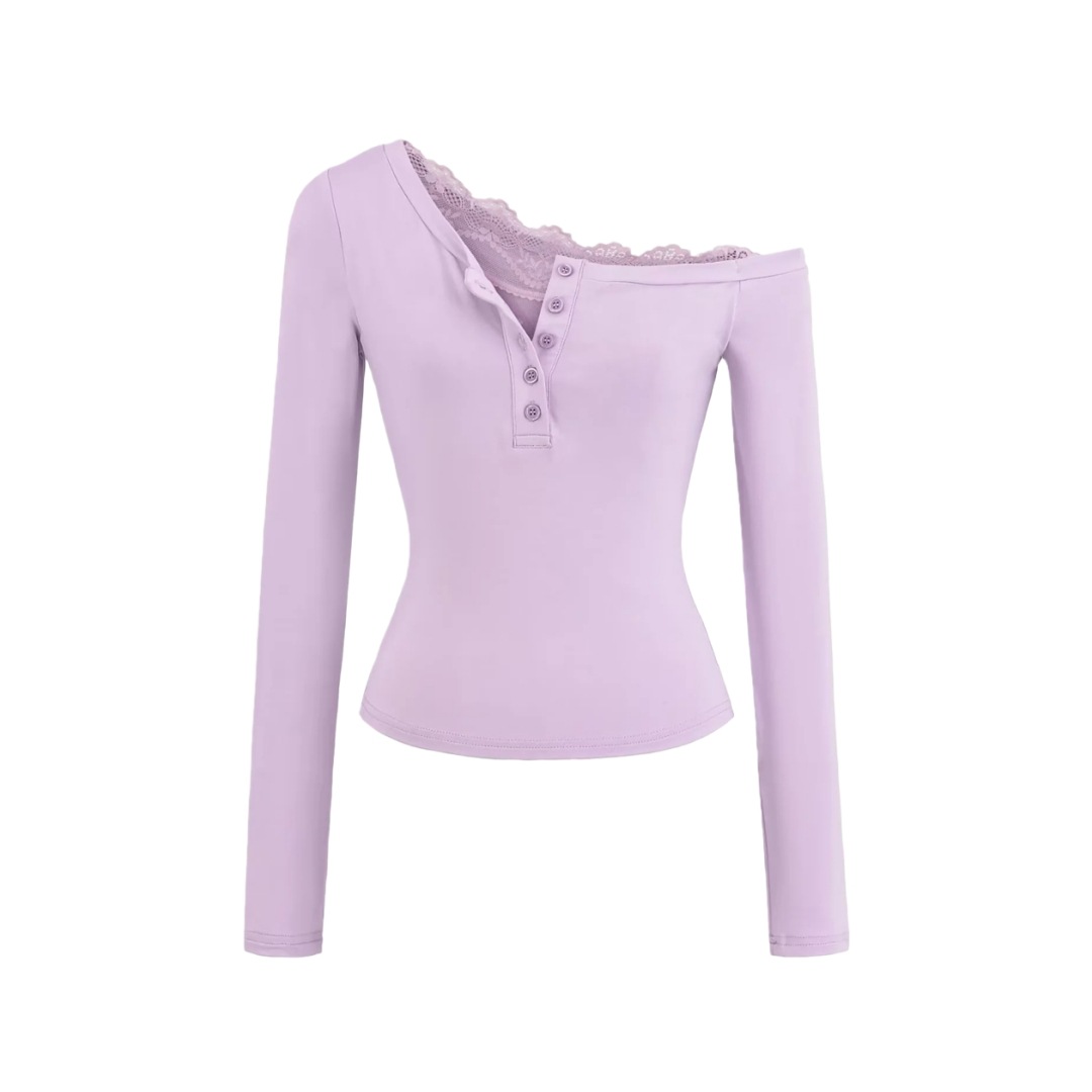 Ladies Plain Fitted Wrist-Length Angled Neck Tee