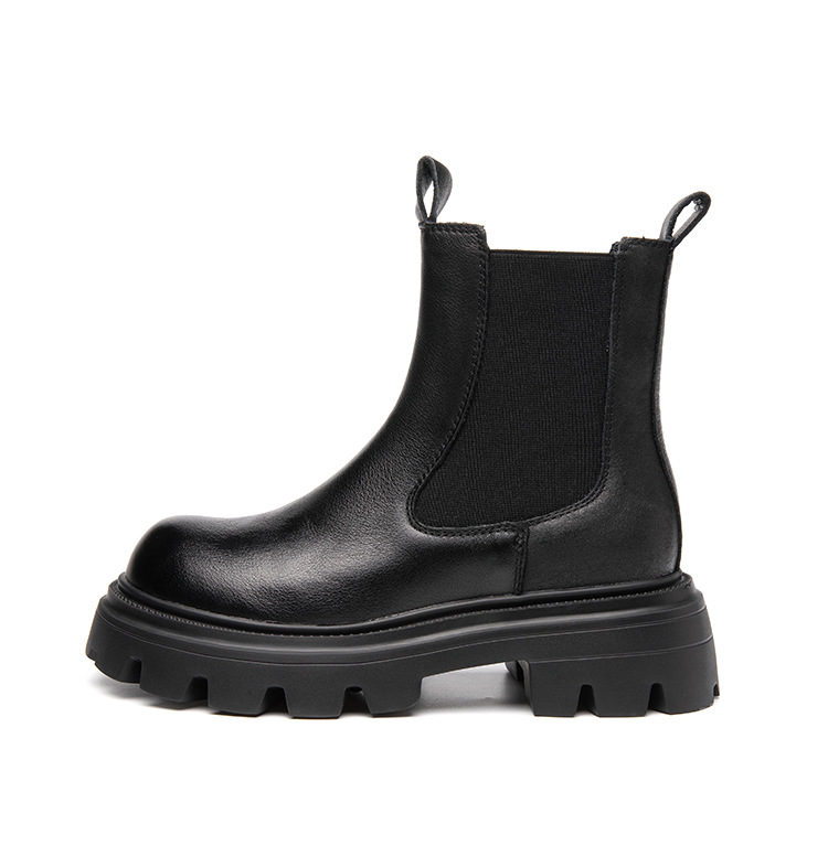 Height increasing short boots with plush chimney single boots