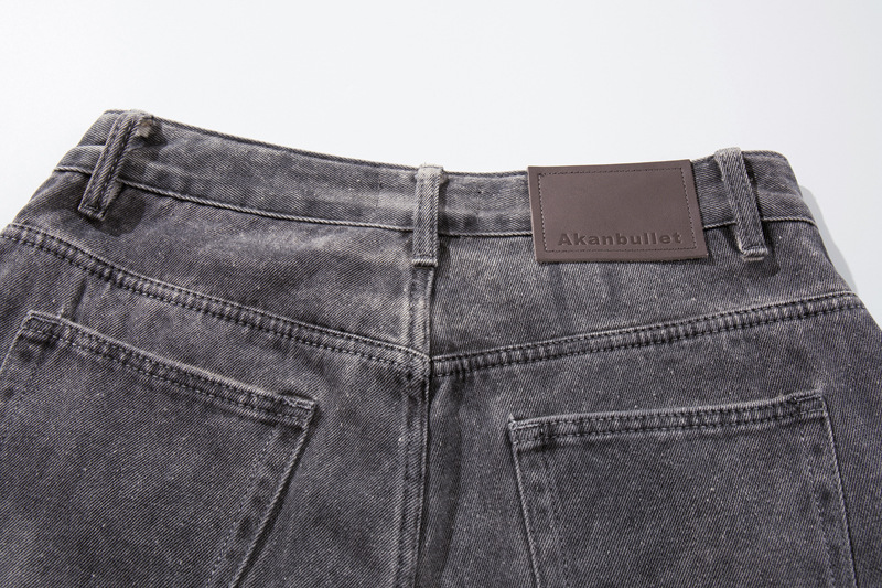 Streetwear Hip-Hop Style Gradient Color Wide-Leg Denim Pants Straight Leg Design Retro Knife-Edge Floor-Length Trousers