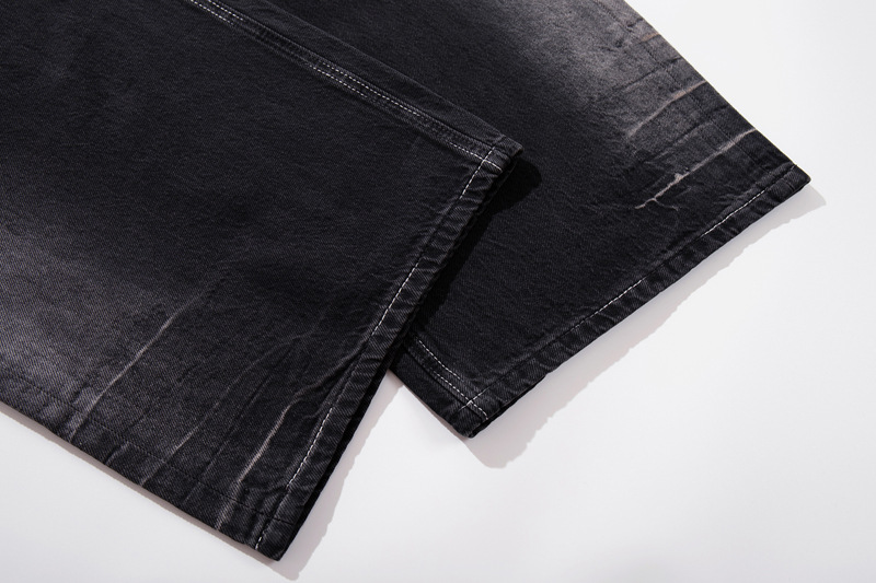 Vintage Washed Lightning Pattern Straight Leg Jeans Men High Quality Gradient Trendy Brand Wide Leg Pants