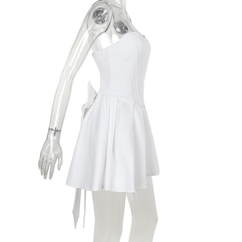 Polyester Sleeveless Tie Collarless Dress