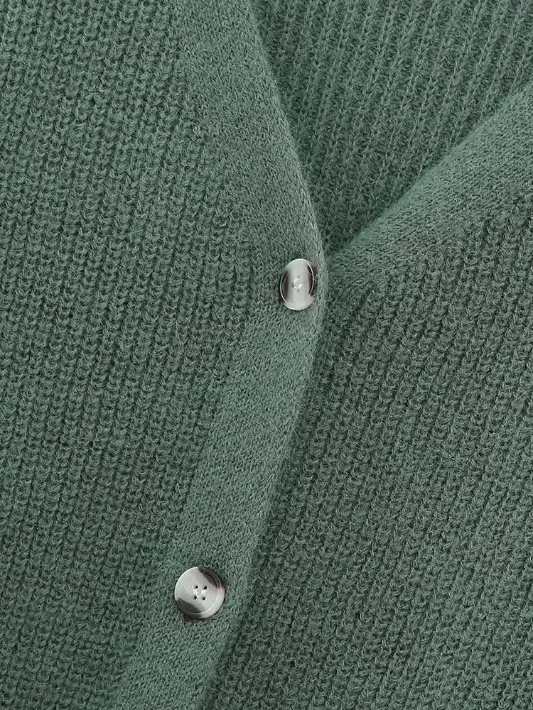 Relaxed Fit Cardigan Slash Collar Contrast Panels