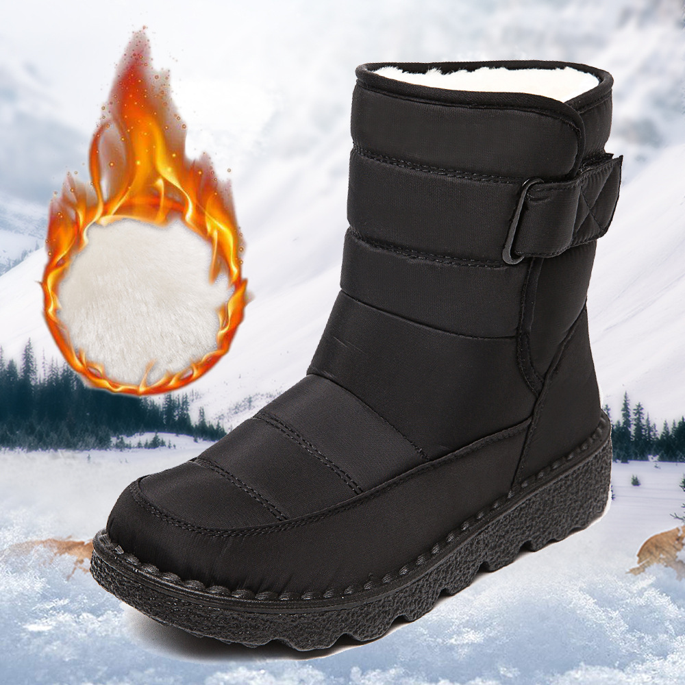 Winter New Snow Boots Women's High Top Waterproof Cotton Shoes Casual Short Tube Plush Plus Large Cotton Boots 43 Amazon