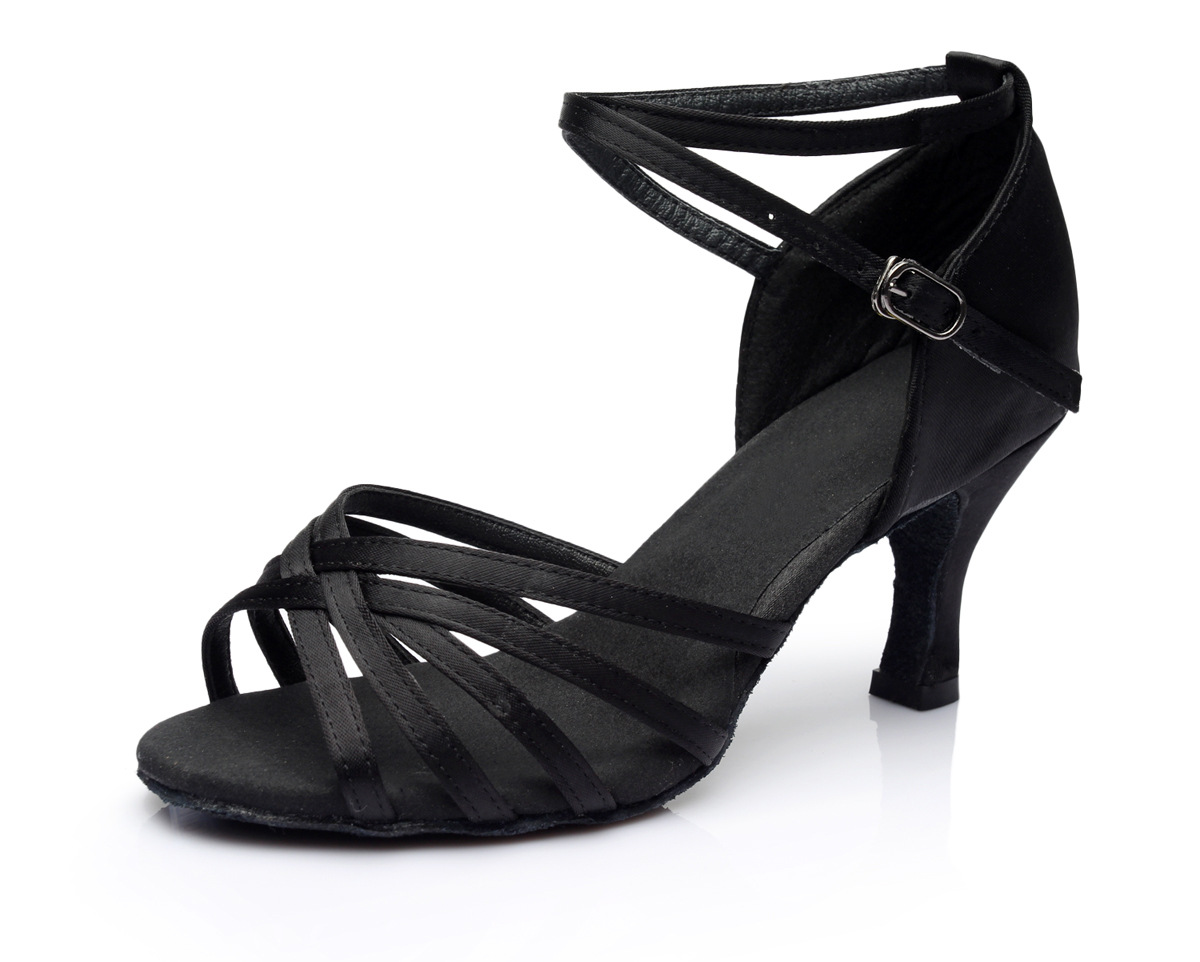 Latin dance shoes for adult women with medium to high heels Latin dance indoor training shoes satin gymnastics shoes