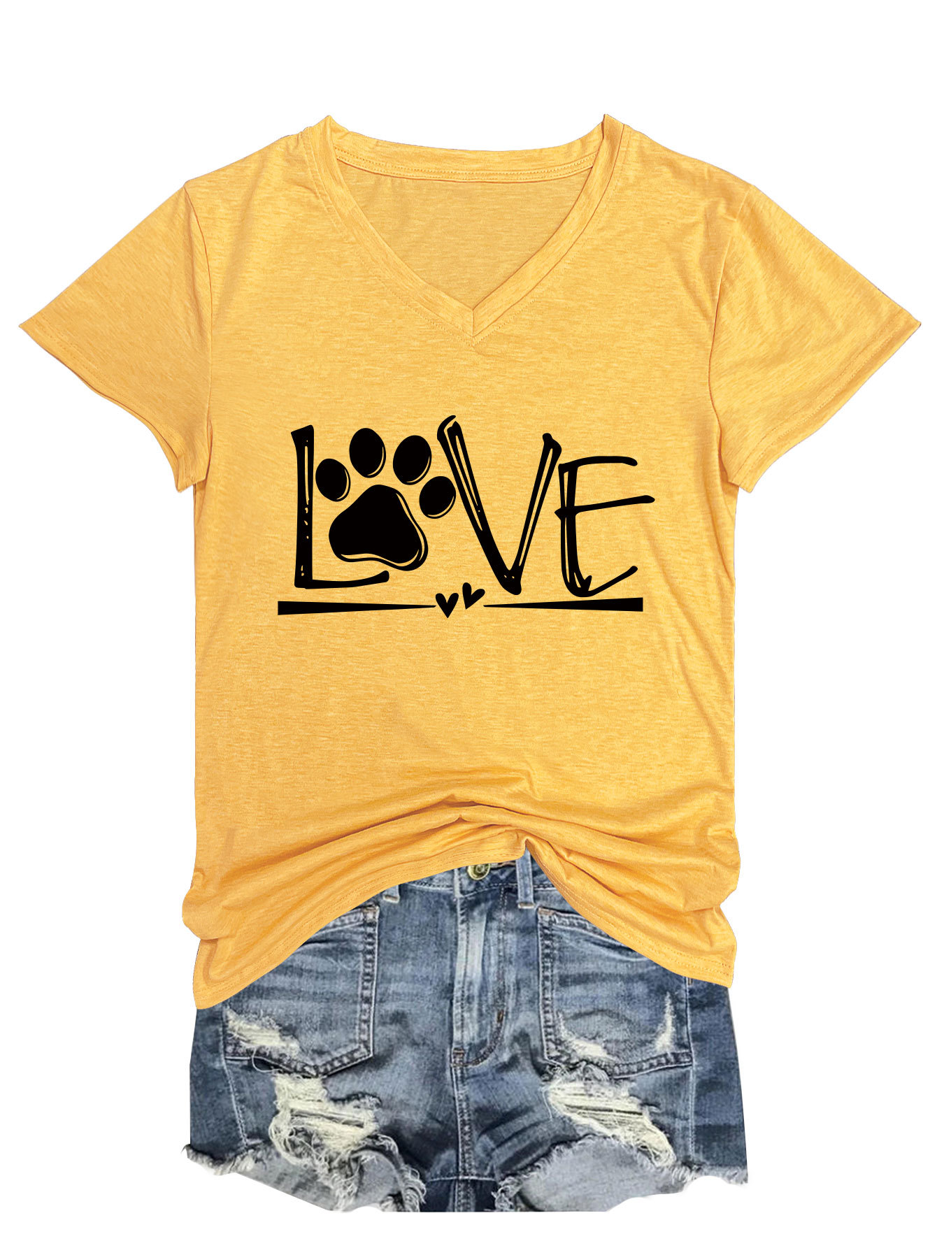 Geometric Print Round Collar Ladies T-Shirt