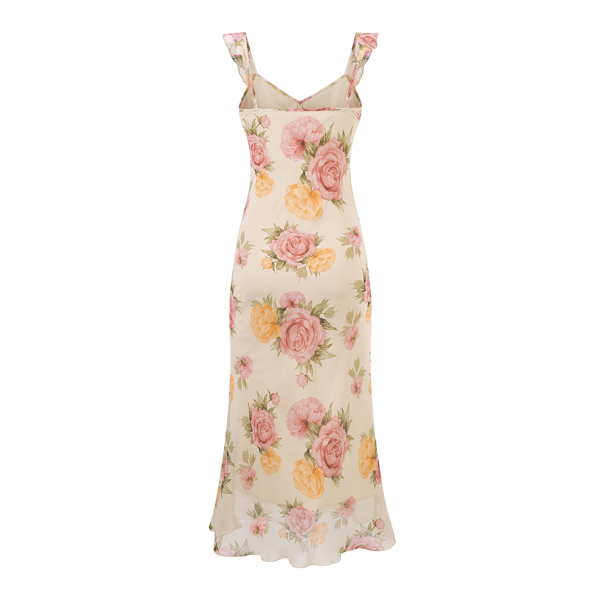 Floral Print V-Neck Low Chest Dress