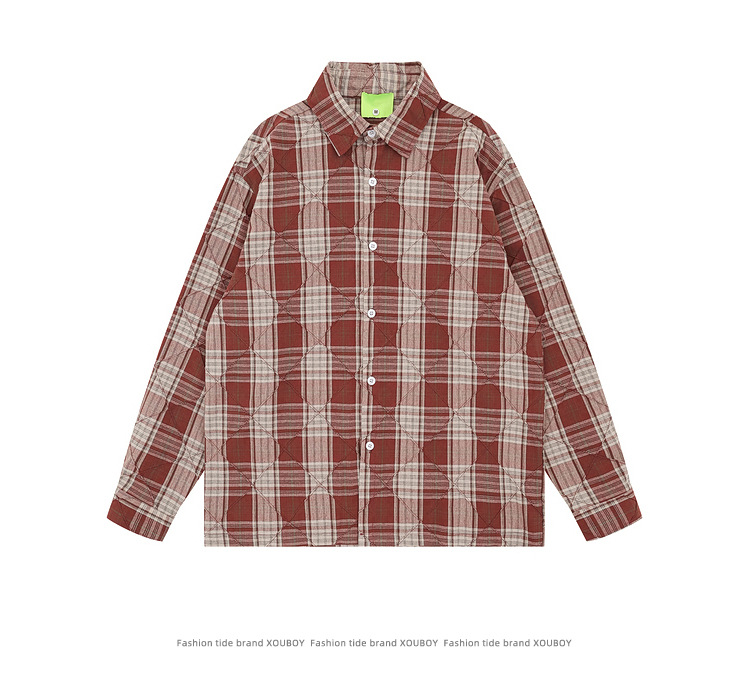Man's Burgundy Gingham Pin-Tucked Cuffed Shirt