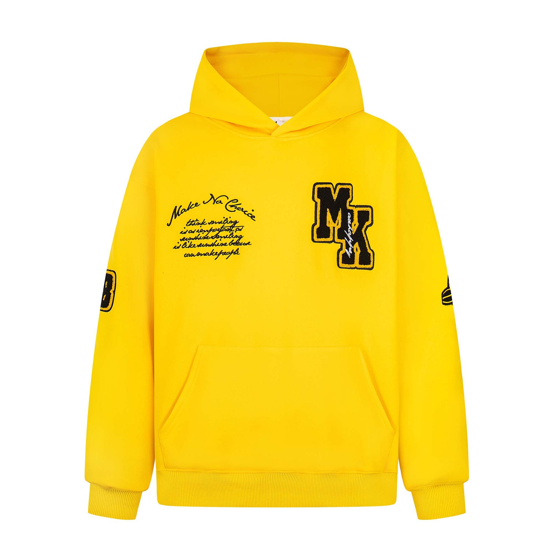 Text Embroidered Long Sleeve Oversized Cotton Hoody