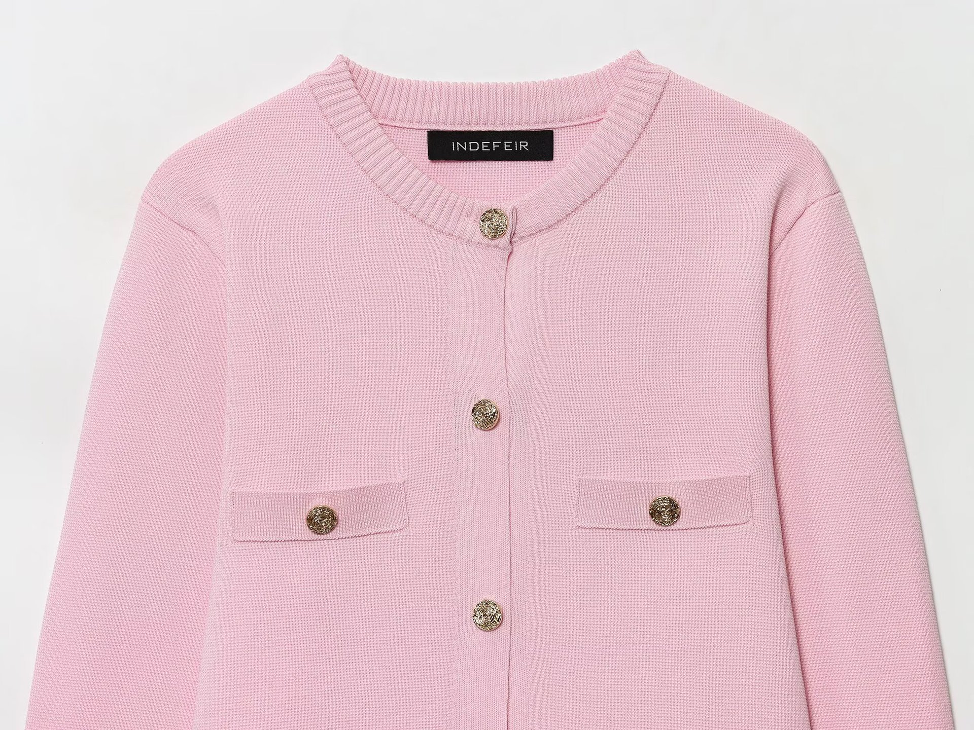Ladies Crew Button-Front Quad-Tone Sweater