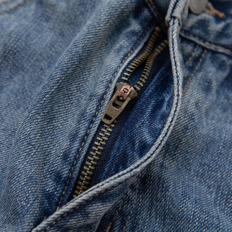Patchwork Ripped Washed Denim Pants Men Casual All-Match Vintage Look
