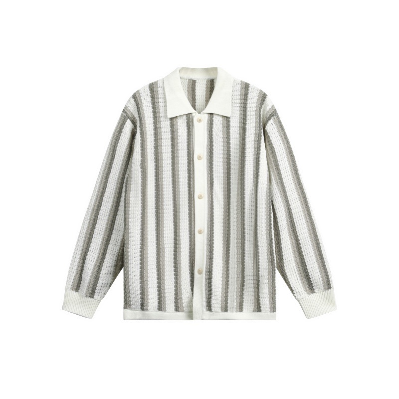 Wrist-Length Ribbed Oversized Notched Neck Polyester Cardigan