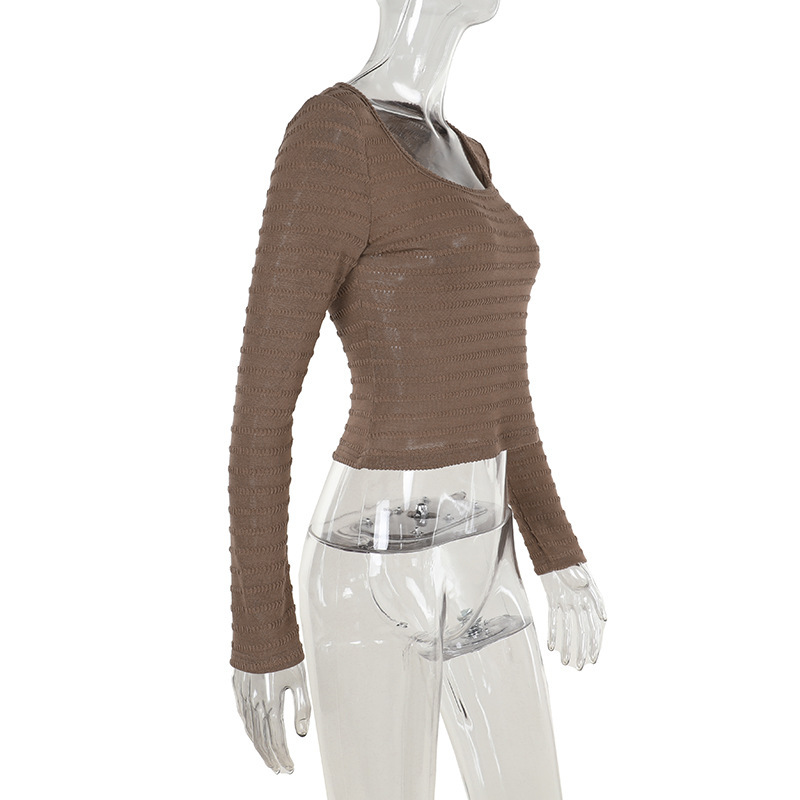 Plain Tailored Angular Neckline Full Sleeve Stretch Blouse