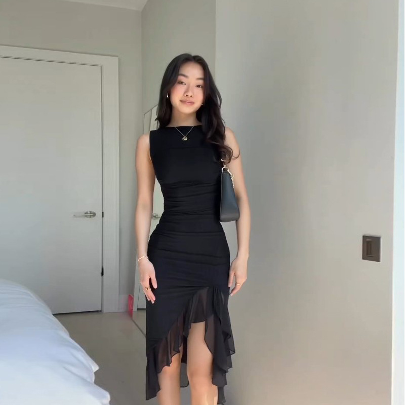 Mid-Rise A-Line Round Neck Contour Tank Dress