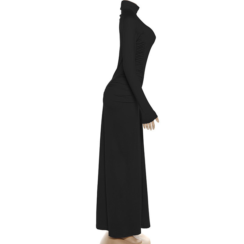 Bodycon High Neck High Waist Polyester Spandex Dress