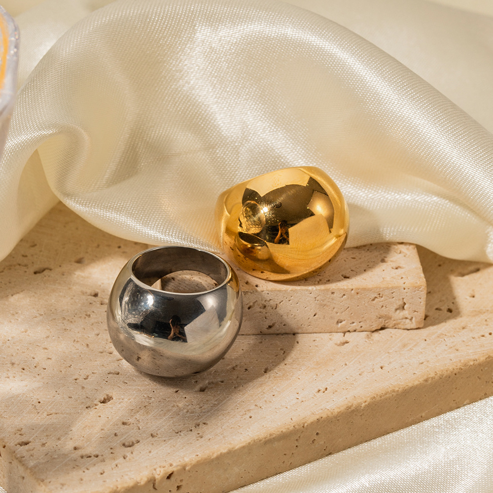 Exaggerated Ball Ring for Women Metal Texture Trendy Romantic Waterproof Jewelry Gala Gift