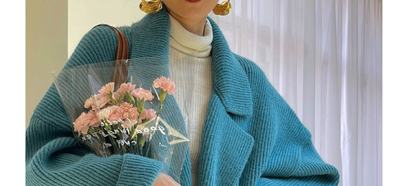 Wool Blend Oversized Collar Cardigan