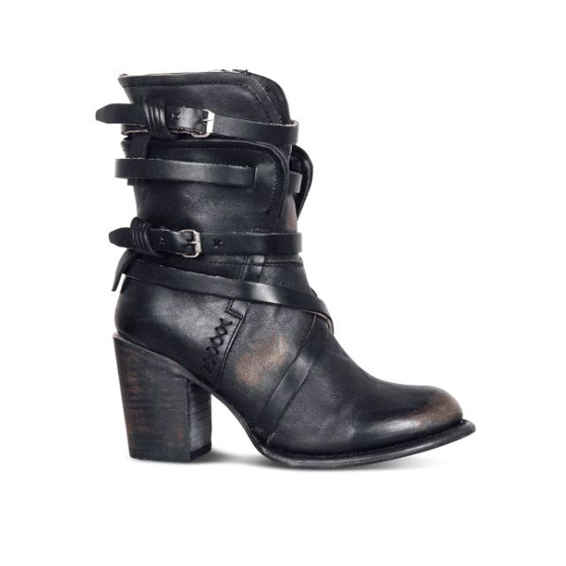 New Spanish medium heeled women's shoes, long boots, women's leather boots