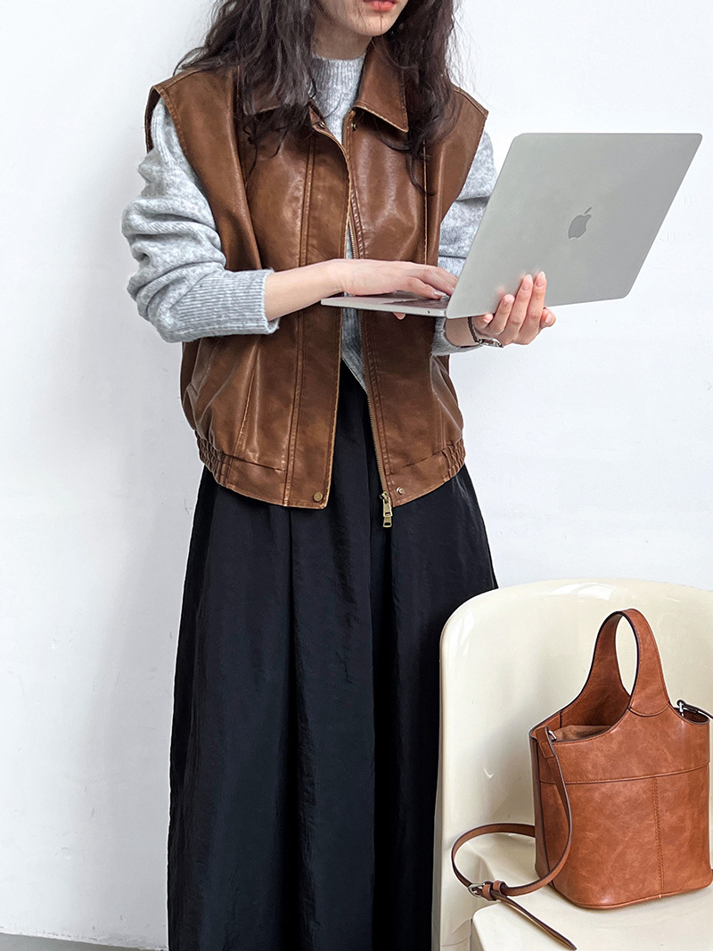 Korean Solid Long Sleeve Loose Crew Sweater