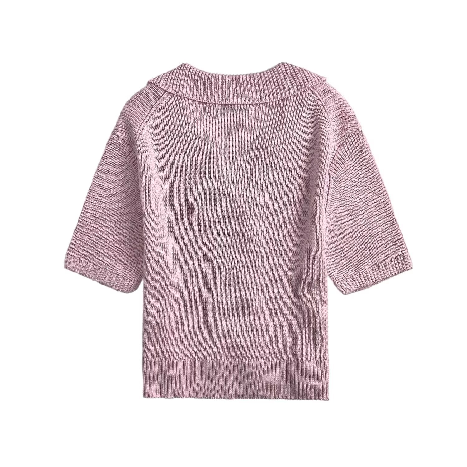 Solid Notched Bow Detail Three-Quarter Sweater