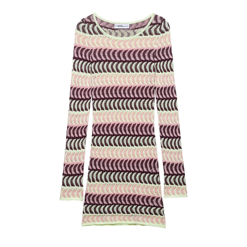 Ladies Bodycon Round Neck Wrist-Length Polyester Dress