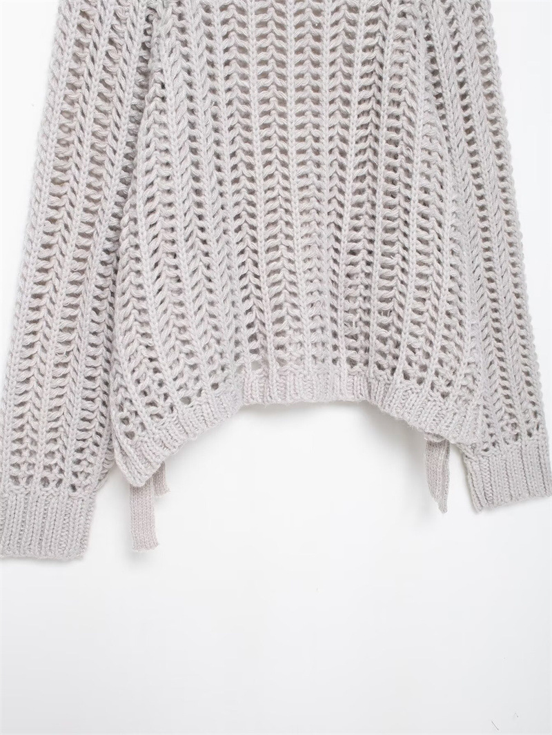 Style Women's Fashion Casual Long Sleeve Side Decorated Knit Top