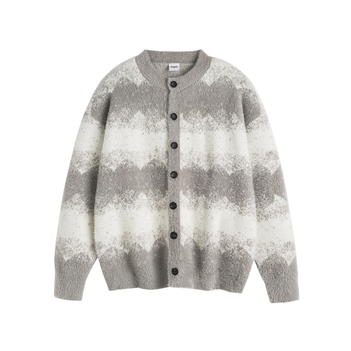 Unisex Japanese Workwear Relaxed Ombre Stripe Cardigan