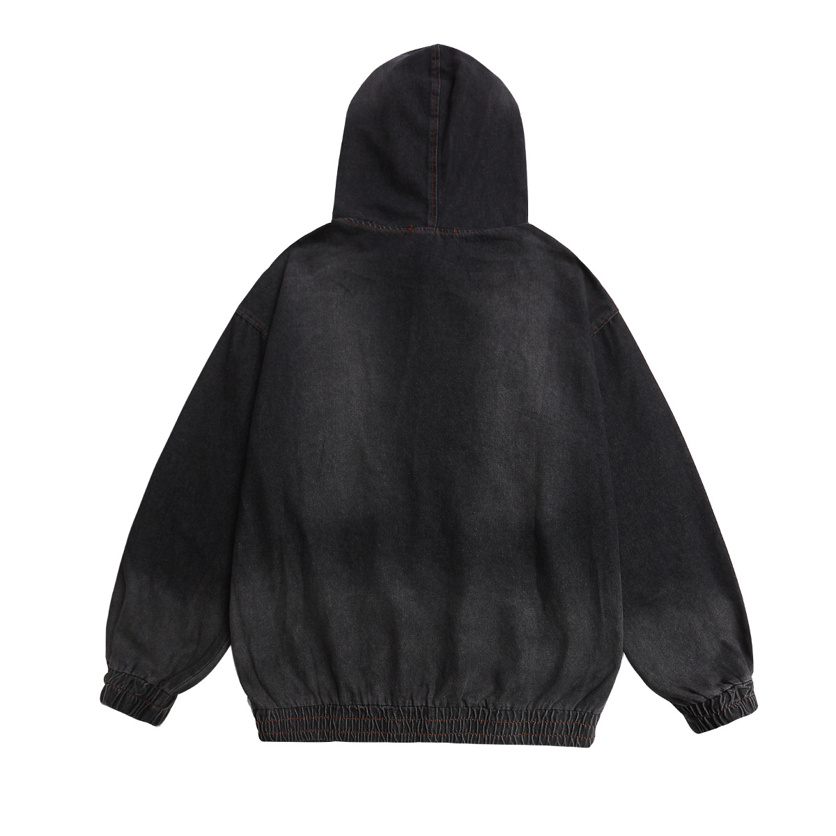 Faded Blue Cotton Embellished Hoody