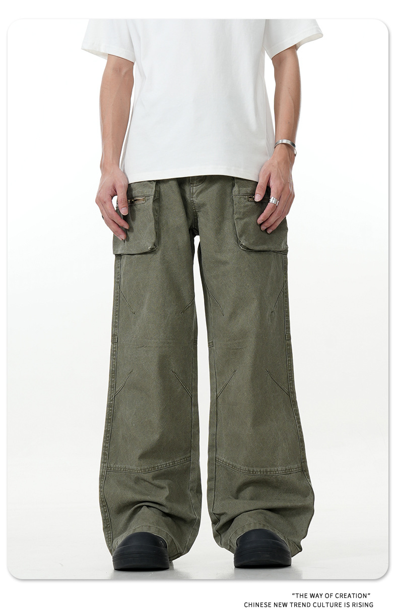 High Street Vibe Slim Fit Vintage Straight Leg Casual Long Pants