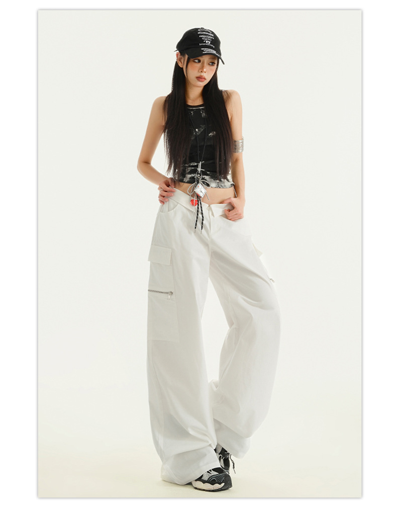 Women's White Work Pants Jazz Dance Sports Casual Trousers