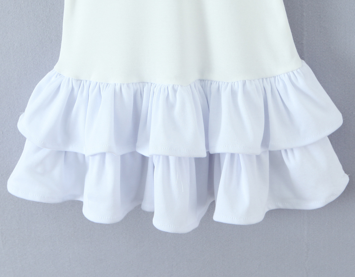 Ruffle Short Sleeve Upturned Neckline Cotton Fitted Dress