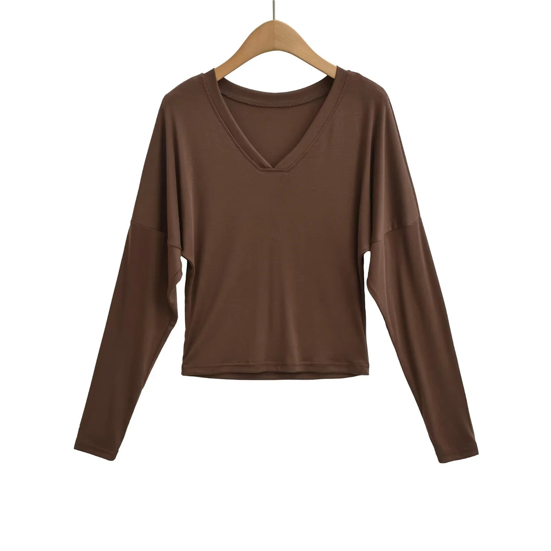 Slim Fit V Neck Ruched Waist Dolman Tee
