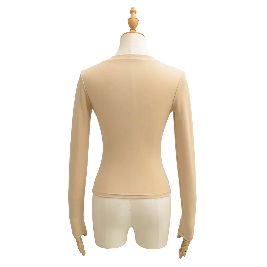 Plain Slim Fit Low Cut Wrist-Length Body Suit