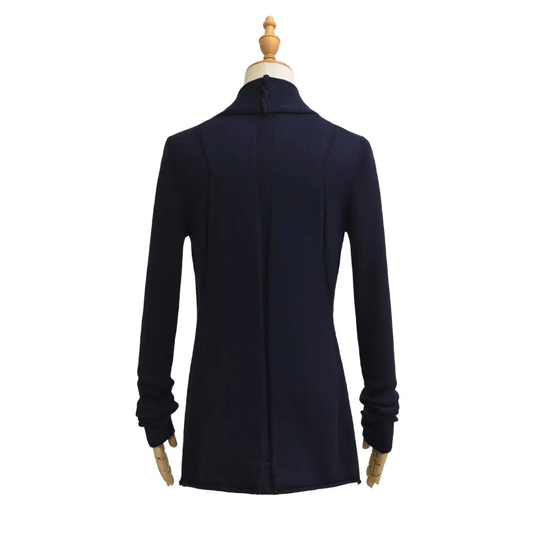 Ladies Plain Knit Irregular Silhouette Cardigan