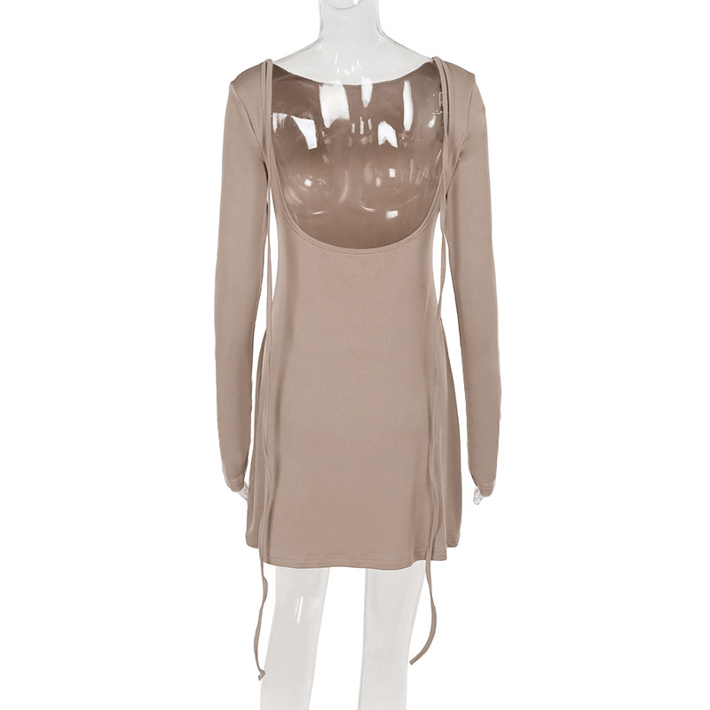 Long Sleeve Round Neck Polyester Dress