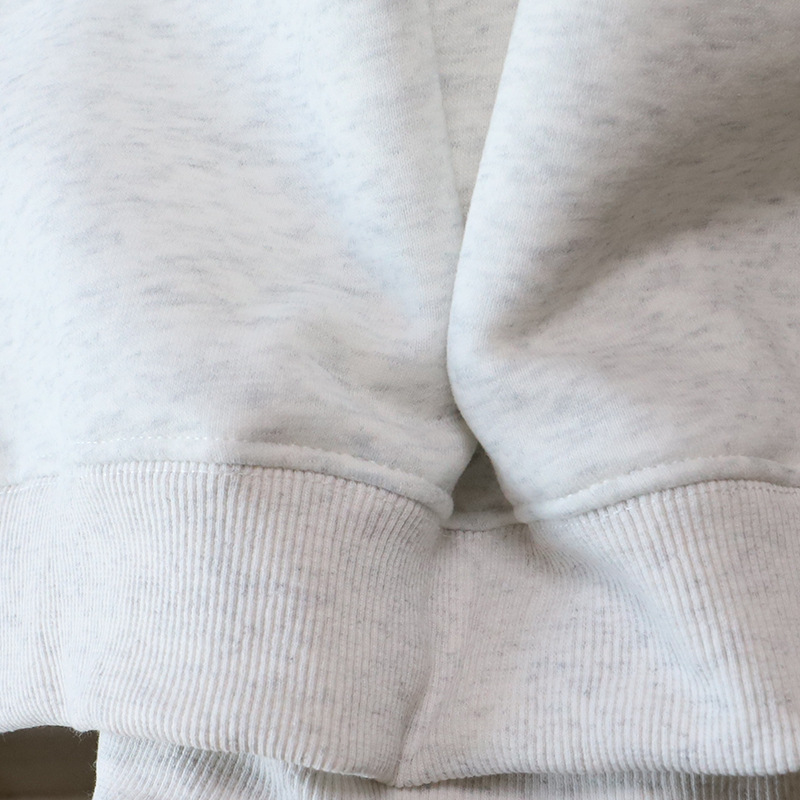 Causal Loose Fleece-Lined Hoodie with Letter and Heart Embroidery Round Neck Women's Sweatshirt