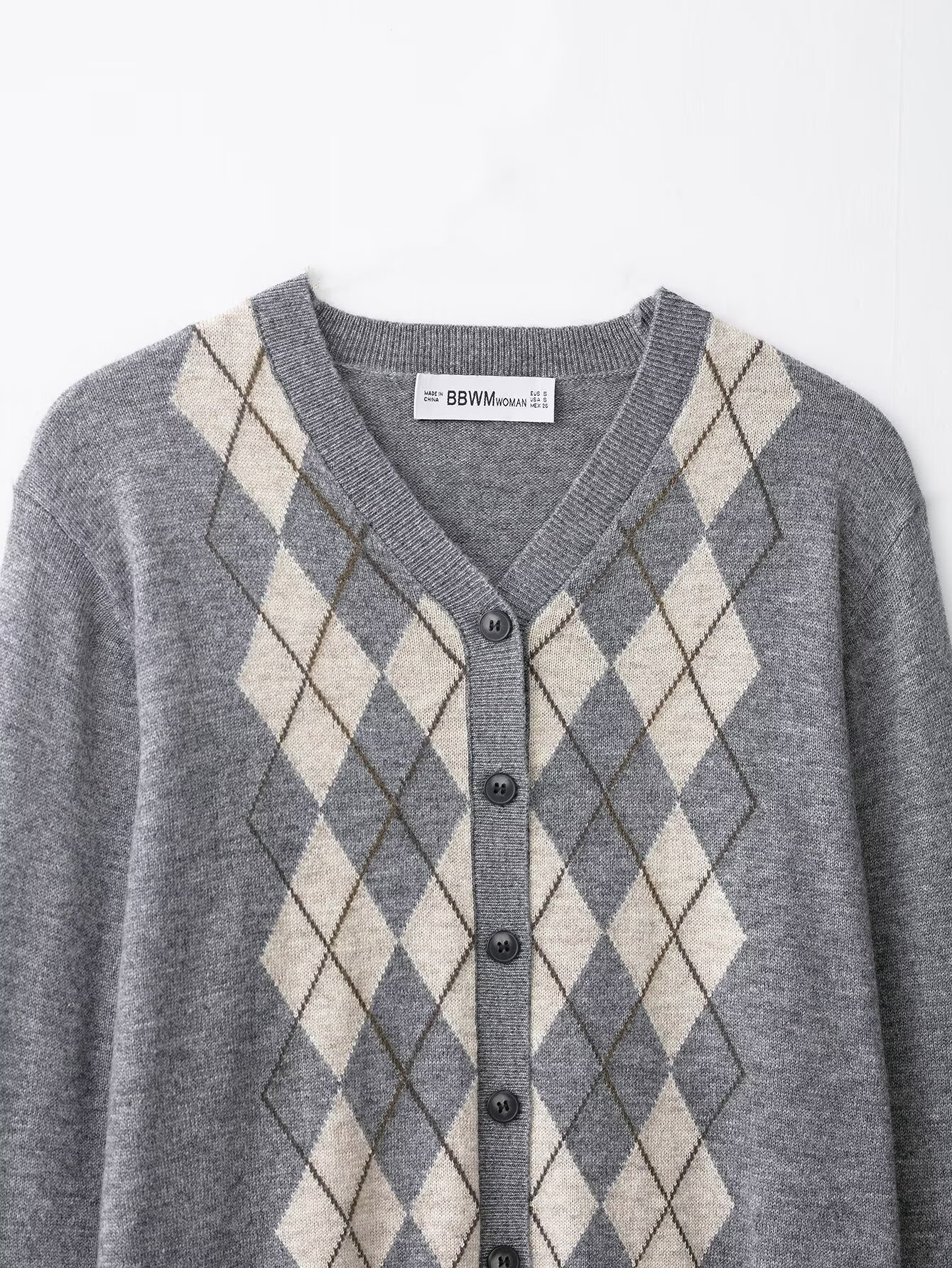 Regular Fit Geometric Knit Long Sleeve Cardigan